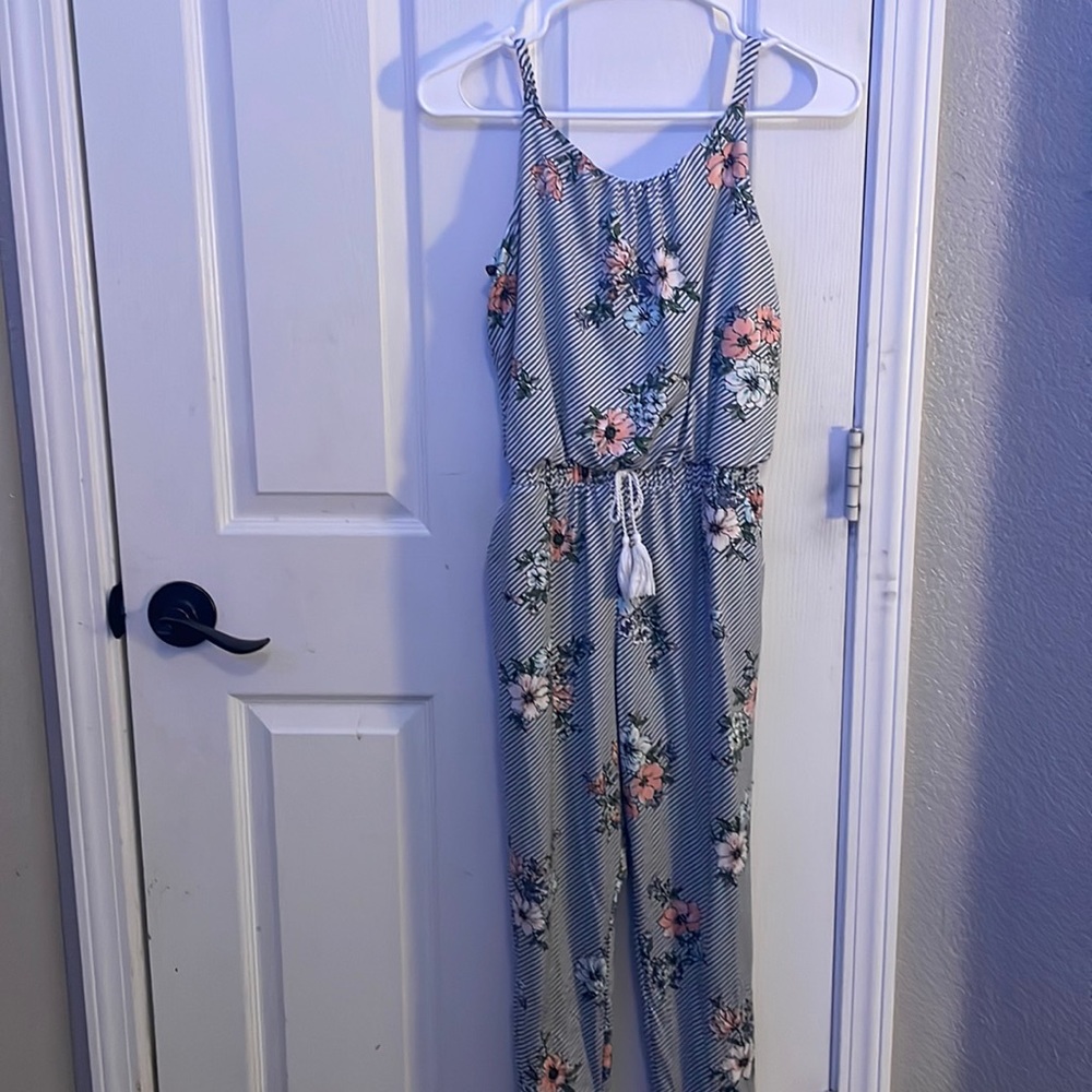 Floral and Striped Jumpsuit